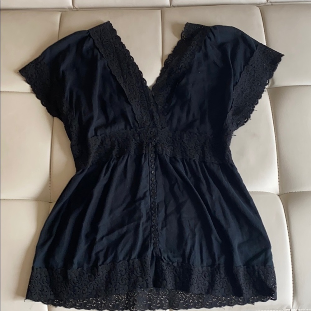 Black empire waist top